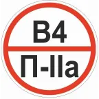                  Знак ''Категории помещения по взрывопожарной и пожарной опасности В4 П-IIа'' 200х200 мм, пластик ГОСТ Р 12.4.026-2015
               