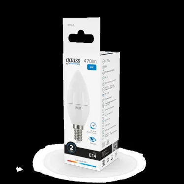 Лампа светодиодная LED 6 Вт 470 лм 6500К свеча холодный E14 AC 220В Elementary Gauss