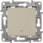 Выключатель одноклавишный, с подсветкой, бежевый, безвинтовые зажимы