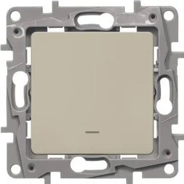 Выключатель одноклавишный, с подсветкой, бежевый, безвинтовые зажимы