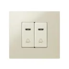 Кнопка клавишная звонок с подсветкой узкая 10А 250В, S27 слоновая кость