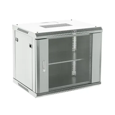 Шкаф настенный 12U 600х600х635мм стеклянная дверь RAL 7035 серый