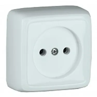 Розетка наружная с изоляционной пластиной белая