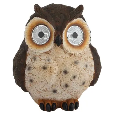 Садовый светильник Сова коричневая на солнечной батарее, полистоун, 13 см ERAFYS01-12