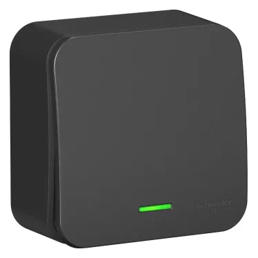 Переключатель одноклавишный наружный BLАNCА (cх.6) с подстветкой, с изолирующей пластиной, 10А, 250В, антрац