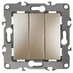 Выключатель тройной, 10АХ-250В, Эра12, шампань,12-1107-04