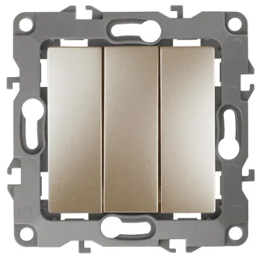 Выключатель тройной, 10АХ-250В, Эра12, шампань,12-1107-04