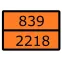 Знак для маркировки опасных грузов ''Номер ООН 839/2218'' ГОСТ Р 52290-2004 300х400 мм, пленка самоклеящаяся ГОСТ 19433-88