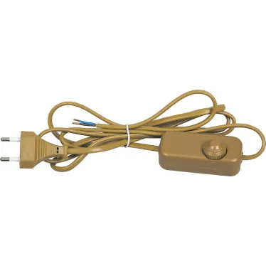 Шнур сетевой 1.5+0.5м 200Вт,230В золотой