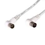 Шнур ТВ гнездо - ТВ штекер, угловой, длина 1,5 метра, белый,