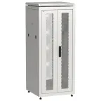 Шкаф напольный сетевой 19' LINEA N 28U 600х600мм передняя распашная перфорированная дверь задняя перфорированная серый