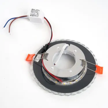 Светильник ДВО-15w GX53 без лампы со светодиодной подсветкой 4000К хром с прозрачным стеклом