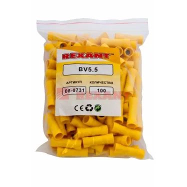 Гильза соединительная изолир L-26 мм 4-6 кв мм (ГСИ 6.0 ГСИ 4,0-6,0) желтая, REXANT