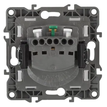 Розетка 2P+E Schuko со шторками с крышкой, 16A-250В, Эра12, алюминий, 12-2103-03