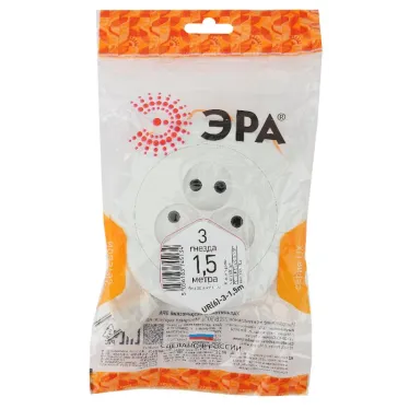 Удлинитель UR(6)-3-1,5m/УХ6-103 рулетка без заземл.,1300Вт, 3гн, 1,5м (5/20/600) UR(6)-3-1,5m