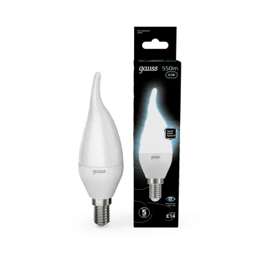 Лампа светодиодная LED 6,5Вт E14 220В 4100К свеча на ветру | 104101207 | Gauss
