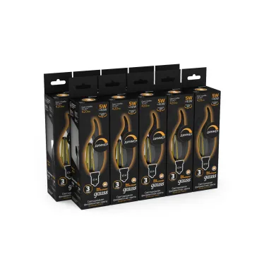 Лампа светодиодная LED 5Вт E14 220В 2700К свеча на ветру, диммируемая | 104801105-D | Gauss