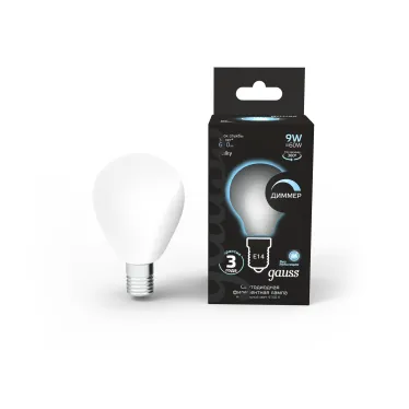 Лампа светодиодная Filament Шар 9W 610lm 4100К Е14 milky диммируемая LED 1/10/50 | 105201209-D | Gauss