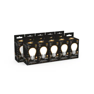 Лампа светодиодная Filament Шар 9W 590lm 3000К Е27 milky LED 1/10/50 | 105202109 | Gauss