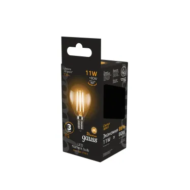 Лампа светодиодная Black LED Filament Шар E14 11W 720lm 2700K | 105801111 | Gauss