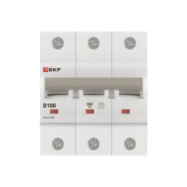 Выключатель автоматический трехполюсный 100А D ВА47-125