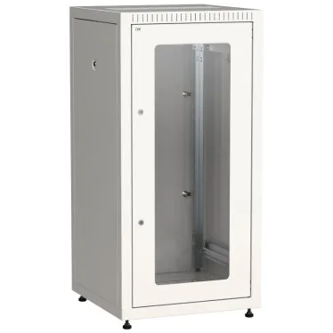 Шкаф LINEA E 24U 600х600мм двери 2шт стекло и металл серый