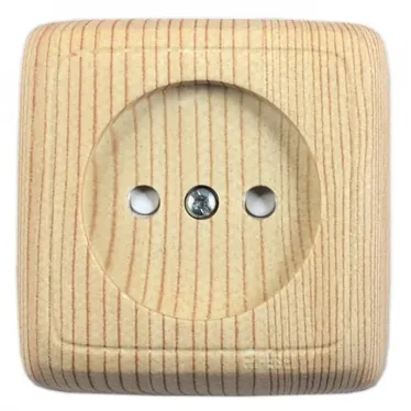 Розетка наружная со шторками с изоляционной пластиной сосна