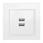 Минск Розетка USB 2-местная СП 2,1А белая
