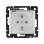 VALENA Розетка с заземлением с крышкой со шторками белая