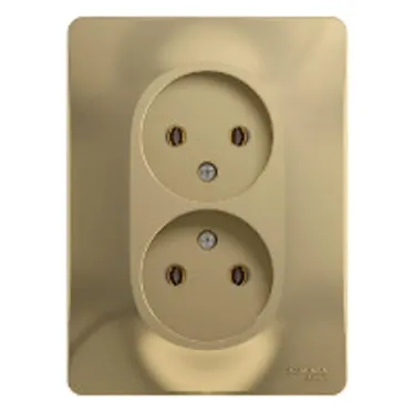 GLOSSA Розетка двойная без заземления в сборе титан