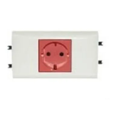 Mosaic-New Розетка с заземлением 2К+3 механическая блокировка красная 2 модуля