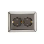 W59 Розетка двойная скрытая c заземлением 16А шампань