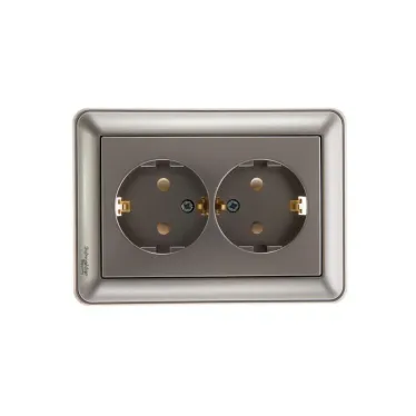 W59 Розетка двойная скрытая c заземлением 16А шампань