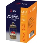 Светильник декоративный новогодний Красный кардинал, теплый белый LED, h 18см, 3хАА, таймер 6 ч, IP20