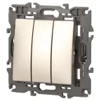 Выключатель тройной, 10АХ-250В, Эра Elegance, шампань,14-1107-04