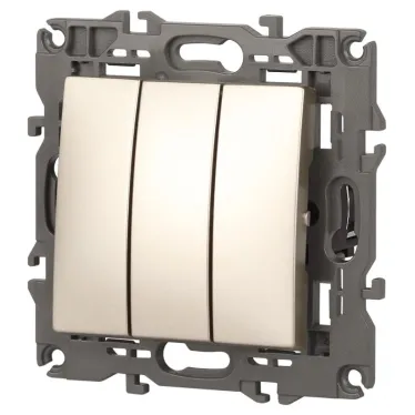 Выключатель тройной, 10АХ-250В, Эра Elegance, шампань,14-1107-04