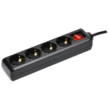 Удлинитель У04К 4 места с заземлением 5м 3х1мм2 16А 250В черный