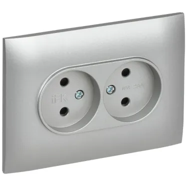 SKANDY Розетка 2-местная без заземления с защитными шторками 10А в сборе SK-R09S серебряный IEK