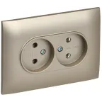 SKANDY Розетка 2-местная без заземления без защитных шторок 10А в сборе SK-R10Sh шампань IEK