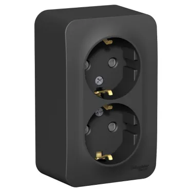 BLANCA розетка наружная двойная с заземлением со шторками, 16А, 250В, антрацит