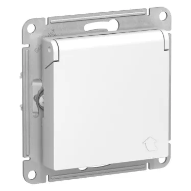 Розетка ATLASDESIGN AQUA с заземлением со шторками с крышкой 16А IP44 механизм белый