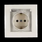 15 Розетка 2Р+Е Schuko со шторками с крышкой IP44 16А 250В винтовой зажим слоновая кость