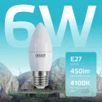Лампа светодиодная LED 6 Вт 450 лм 4100К свеча нейтральный E27 AC 220В Elementary Gauss