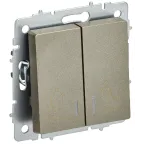BRITE Выключатель 2-клавишный с индикацией для отелей 10А ВС10-2-9-БрШ шампань IEK