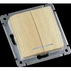 MASTER Выключатель двухклавишный с индикацией, скрытой установки, в рамку, сосна