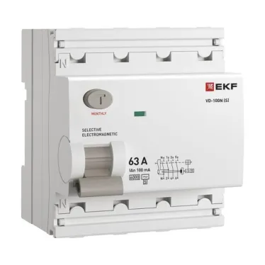 Выключатель дифференциального тока ВД-100N (S-селективный) 4P 63А 100мА тип AC эл-мех 6кА PROXIMA