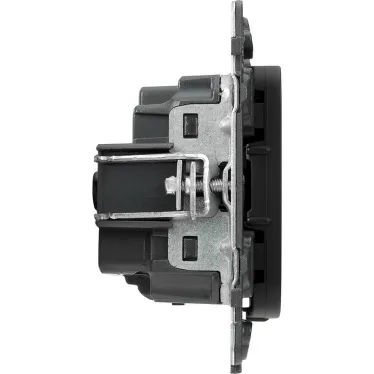 Valena ALLURE Розетка силовая 2К+З 16А 250В со шторками безвинтовые зажимы с лицевой панелью антрацит