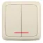 Выключатель двухклавишный наружный с изоляционной пластиной с индикацией слоновая кость 16А