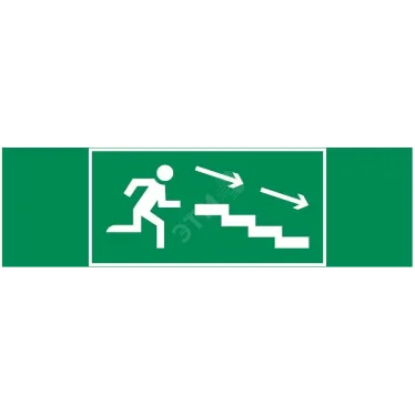 Пиктограмма (наклейка) "ПО ЛЕСТНИЦЕ ВНИЗ ВПРАВО" 310х90мм для аварийно-эвакуационного Свет-к а Basic IP65 | V5-EM02-60.002.037 | VARTON