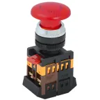 Кнопка красная AELA-22 Гриб с подсветкой неон 1з+1р 240В